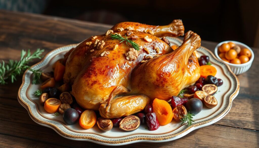 Frango Assado com Castanhas e Frutas Secas