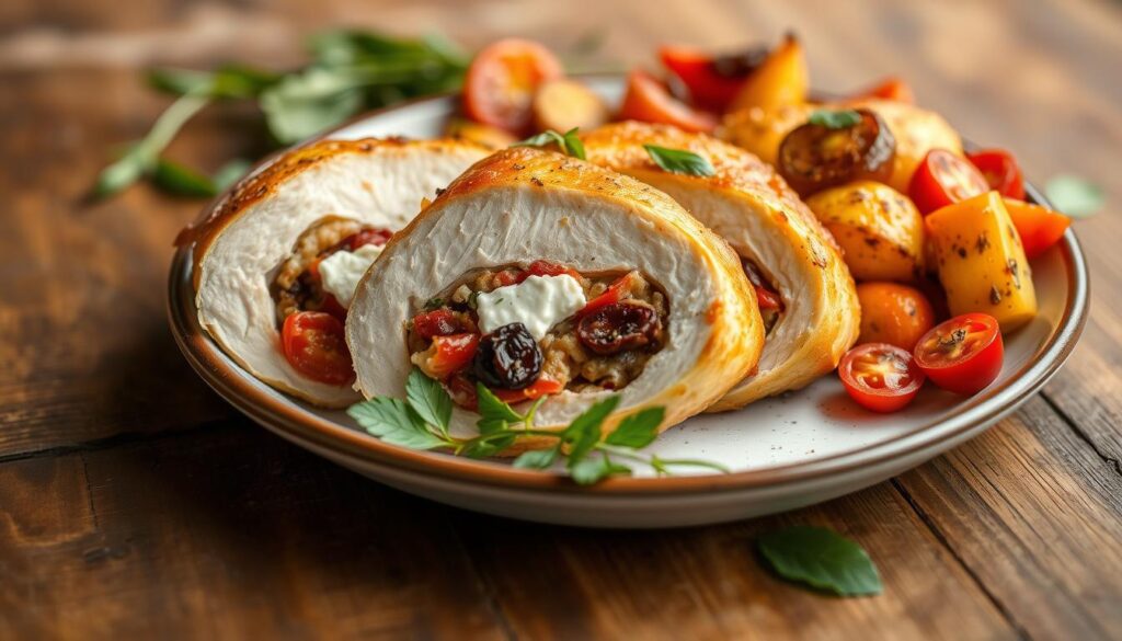 Frango Recheado com Tomate Seco e Queijo de Cabra