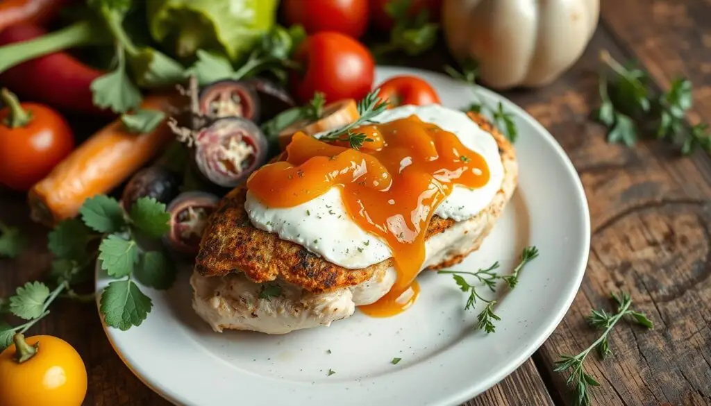 Frango Recheado: Brie e Geleia de Damasco