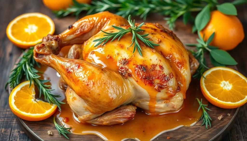 Frango Assado com Molho de Laranja
